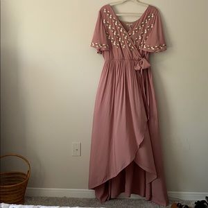 Jodifil High Low Embroidered Dress - Mauve - Large